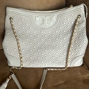 Large Leather Cream Tory Burch Bag
